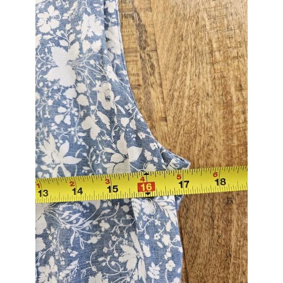 Gap Floral Pleated Fit And Flare Dress Pockets Size 8 Cottagecore Chambray Blue - Picture 10 of 13